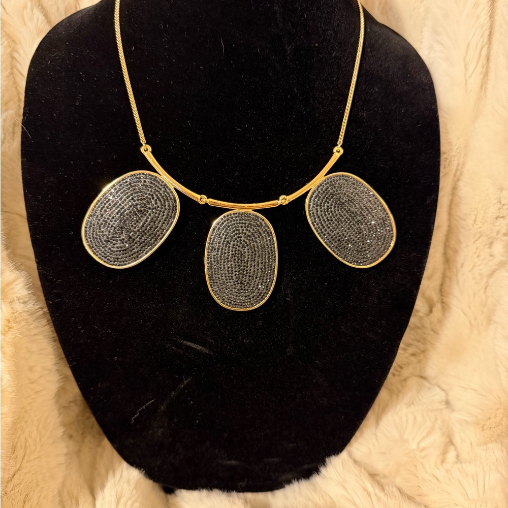 Kate Spade Gold and Black Micro Pave Statement Necklace